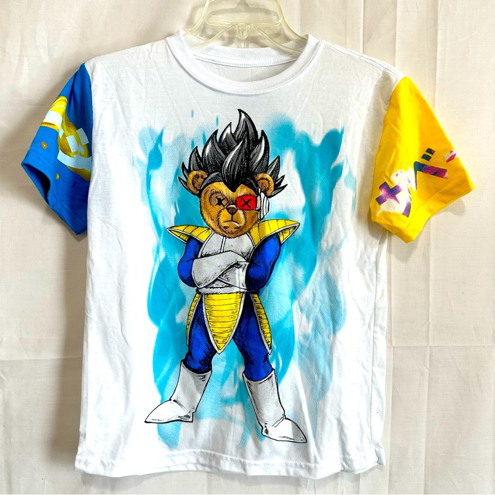 Fresh Laundry Boys Anime Robot Superhero Teddy Bear Short Sleeve T-Shirt